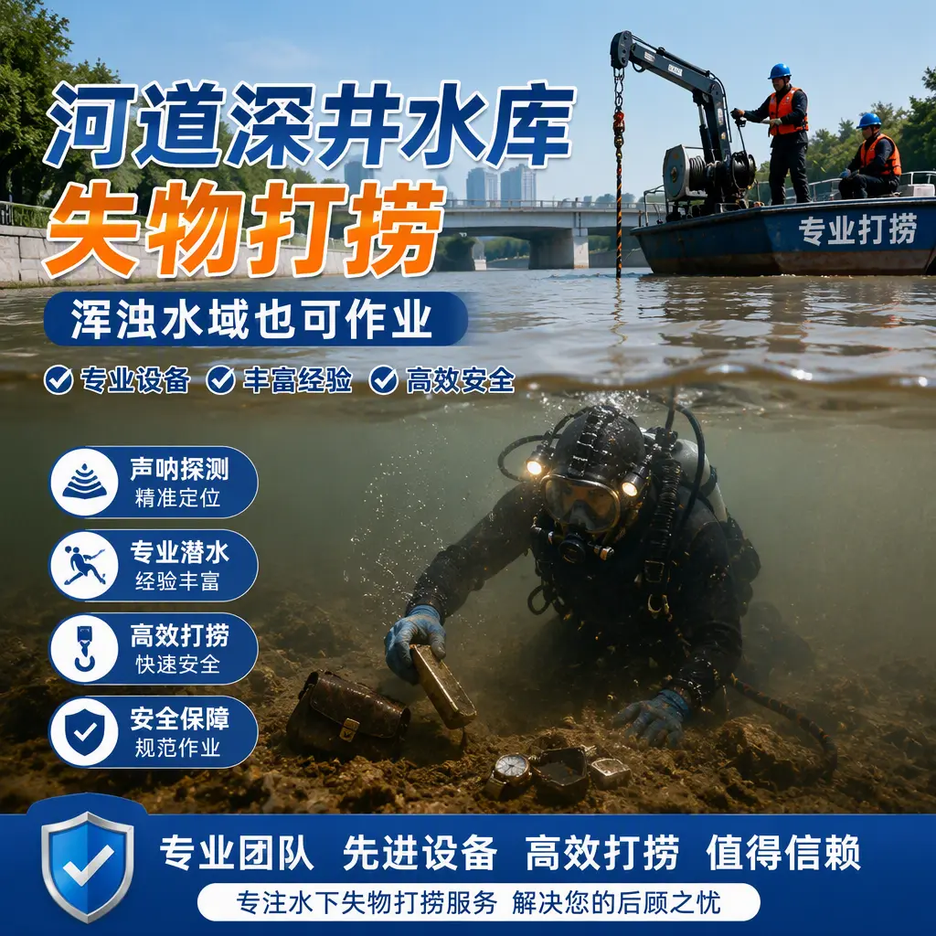 河道深井水库失物打捞，浑浊水域也可作业大同